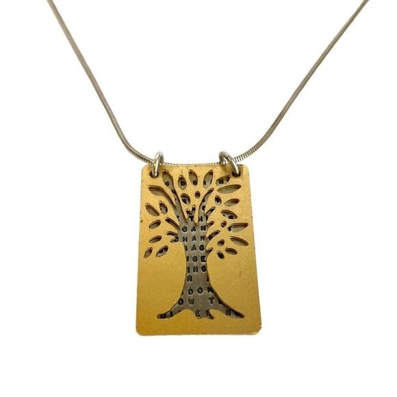 Kathy Bransfield Necklace Serenity Prayer Sterling Silver 22K Gold Tree Of Life - Picture 1 of 12